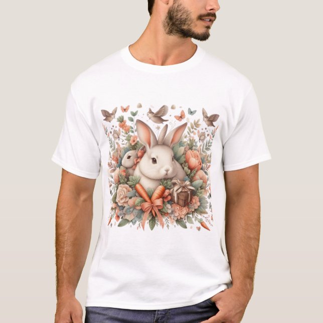 "Bliss de lapin floral - Joli T-shirt de jardin de (Devant)