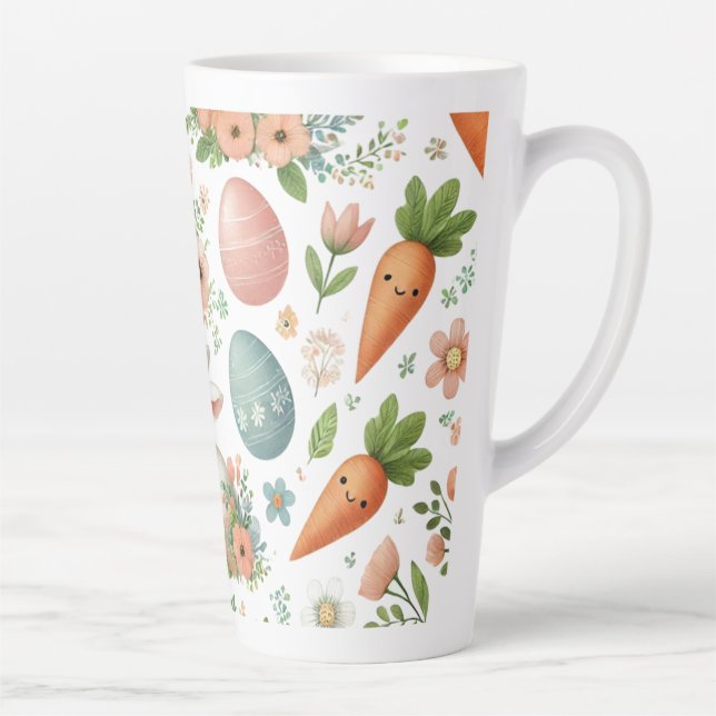 Bliss de lapin printanier - Mug floral latte de Pâ (Droite)