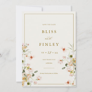 BLISS Floral Save The Date Minimal Wedding Card