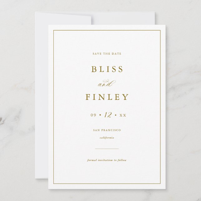 BLISS Minimal Save The Date Minimal Wedding Card (Front)