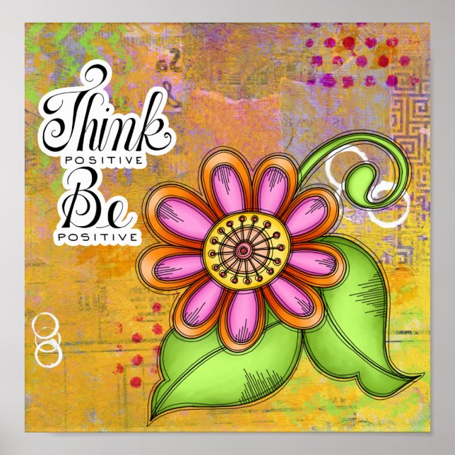 Bliss Positive Thought Doodle Flower Poster (Front)