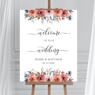 Blissant Floral Blush Blue Mariage Affiche de bien