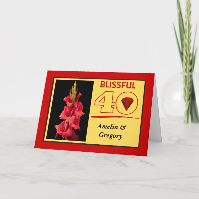 Blissful 40th Ruby Wedding Anniversary Card (Front)