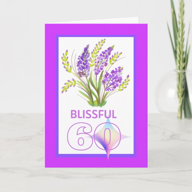 Blissful 60 Diamond Anniversary Purple Flowers Card (Front)