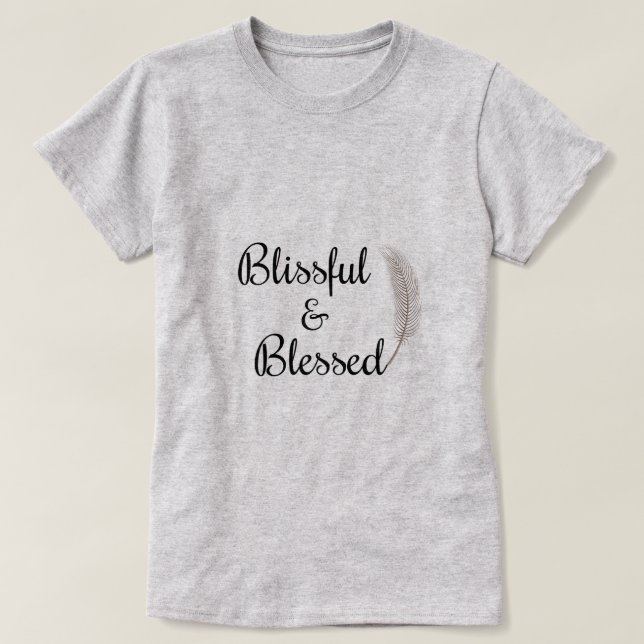 Blissful & blessed zen angel feather T-shirt (Design Front)
