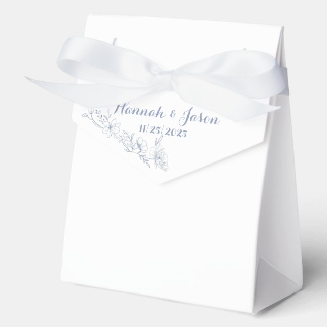 Blissful Blue Blooms Wedding Favor Boxes (Front)