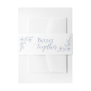 Blissful Blue Blooms Wedding Invitation Belly Band