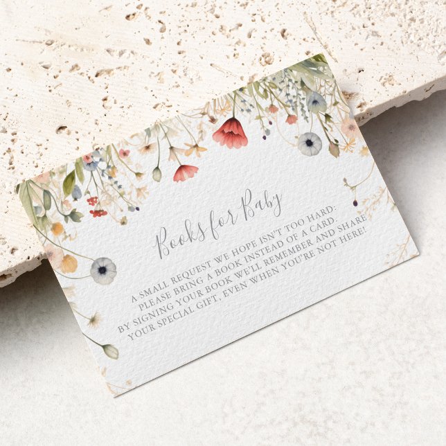Blissful Boho Wildflower Baby Shower Book Request Enclosure Card (Creator Uploaded)