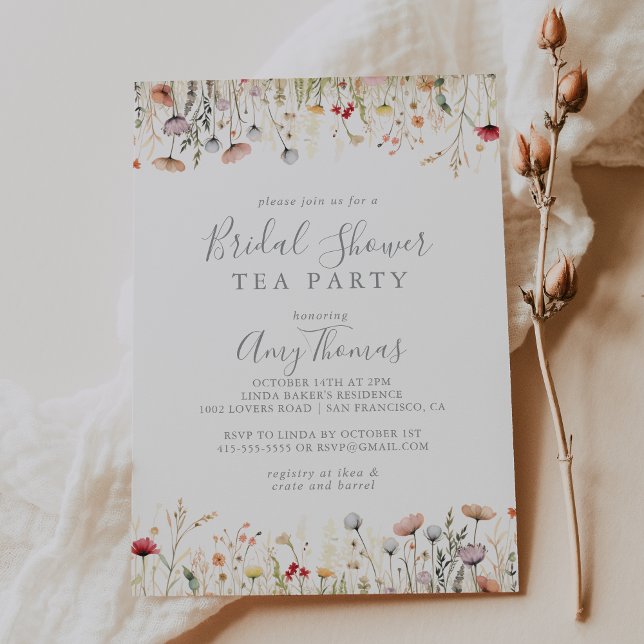 Blissful Boho Wildflower Bridal Shower Tea Party Invitation (Creator Uploaded)