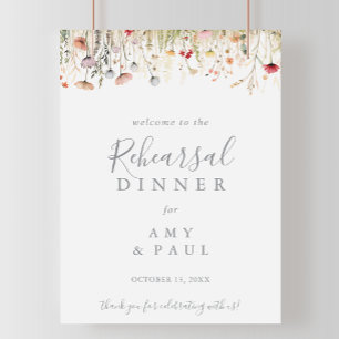 Blissful Boho Wildflower Rehearsal Dinner Welcome  Poster