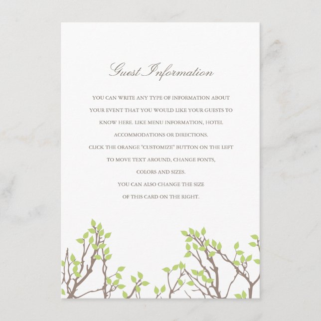 Blissful Branches Directions/Information Card (Front)