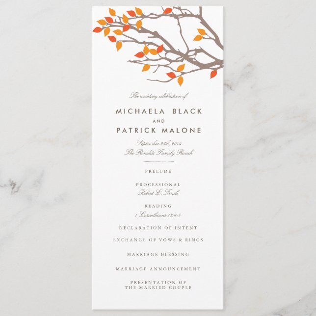 Blissful Branches Programme de mariage (Devant)