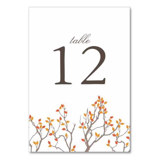 Blissful Branches Table Number Card (Front)