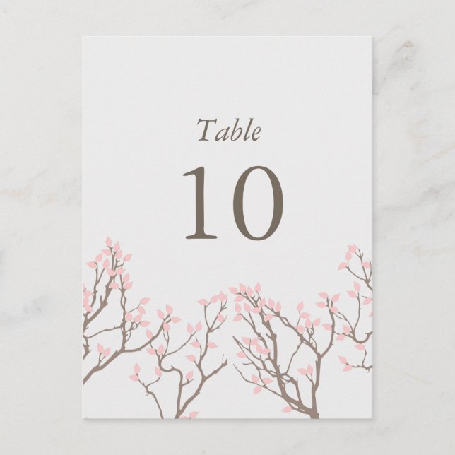 Blissful Branches Table Numbers Postcard (Front)