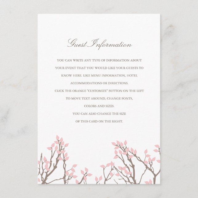 Blissful Branches Wedding Insert (Front)