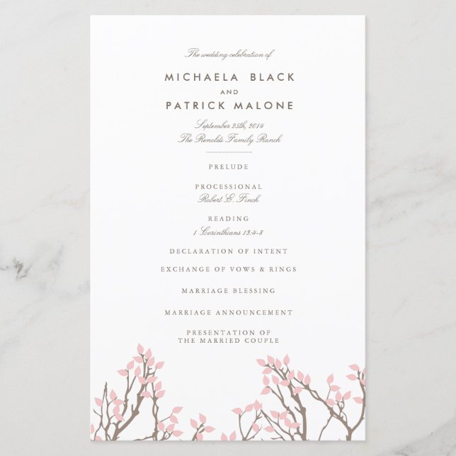 Blissful Branches Wedding Program (Front)