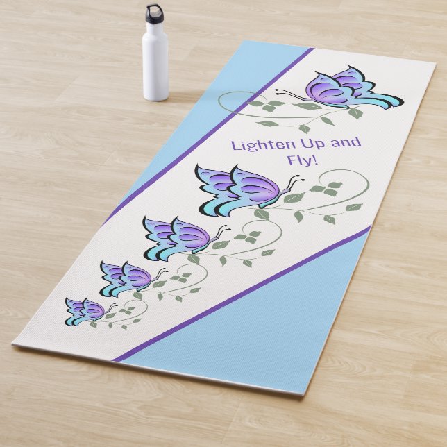 Blissful Butterfly Yoga Mat (Blue) - Personalize (In Situ)