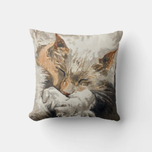 Blissful Cat Nap Throw Pillow