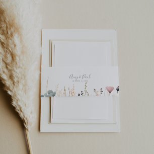Blissful Colorful Boho Wildflower Wedding  Invitation Belly Band