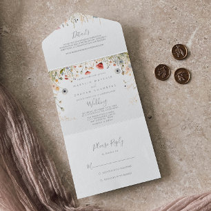 Blissful Colourful Boho Wildflower Wedding     All In One Invitation