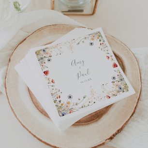 Blissful Colourful Boho Wildflower Wedding Napkin