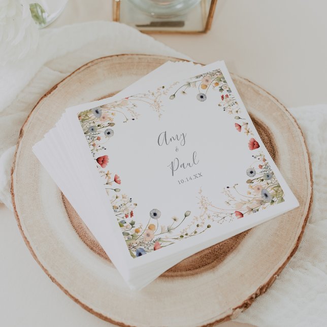 Blissful Colourful Boho Wildflower Wedding Napkin (Creator Uploaded)