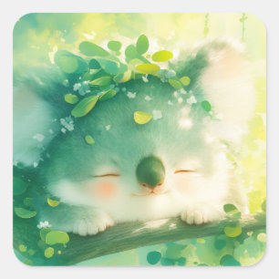 Blissful Koala in Leafy Paradise Square Sticker
