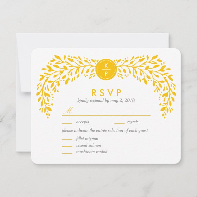 Blissful Laurel EDITABLE COLOR RSVP Card (Front)