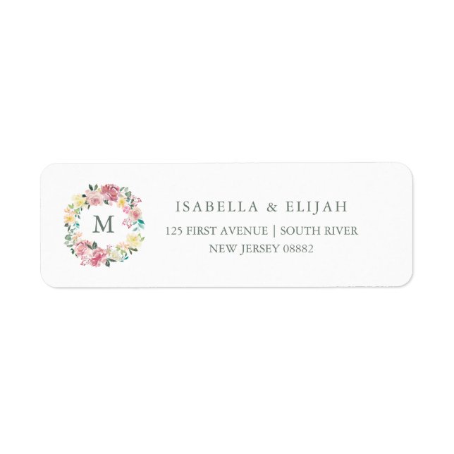 Blissful Love | Watercolor Pink Floral Monogram (Front)