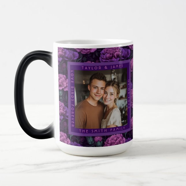 Blissful Purple Carnation Traditional Wedding Magic Mug (Left)