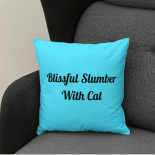 Blissful Slumber With Cat Personalized Pet Blue Throw Pillow