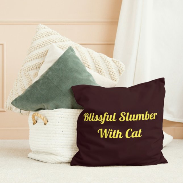 Blissful Slumber With Cat Personalized Pet Cute Throw Pillow (Creator Uploaded)