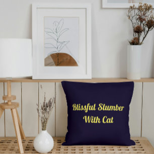 Blissful Slumber With Cat Personalized Pet Dreams Throw Pillow