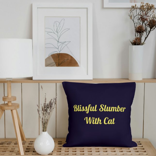 Blissful Slumber With Cat Personalized Pet Dreams Throw Pillow (Creator Uploaded)