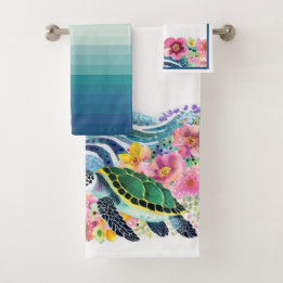 Blissful Waves & Turtle Customizable Towel Set