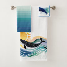 Blissful Waves & Whales Customizable Towel Set