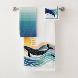 Blissful Waves & Whales Customizable Towel Set