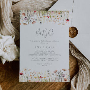 Blissful Wildflower  BabyQ Baby Shower Barbecue Invitation