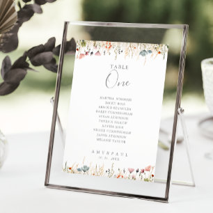 Blissful Wildflower Table Number 1 Seating Chart