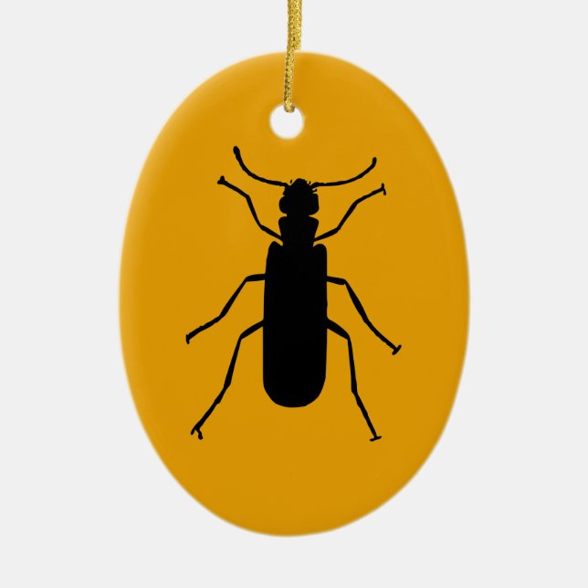 Blister Beetle Silhouette Ceramic Ornament (Front)