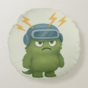 Blitz Kissen – Das ADHS-Monster im Hyperfokus  Round Pillow