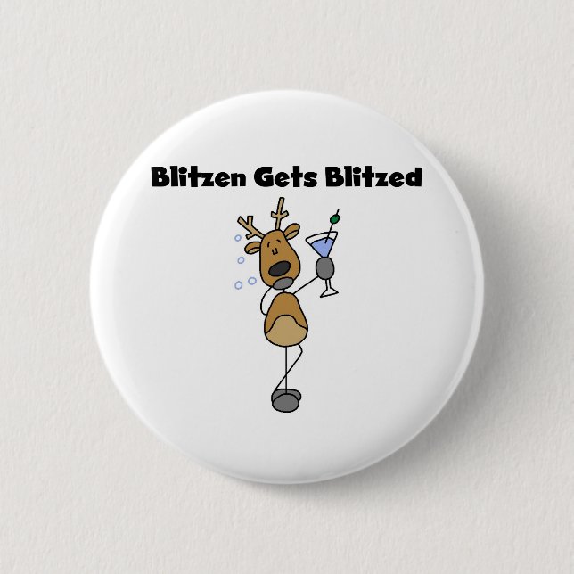 Blitzen Gets Blitzed 2 Inch Round Button (Front)