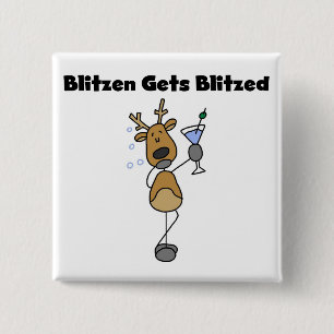 Blitzen Gets Blitzed Reindeer Tshirts and Gifts 2 Inch Square Button