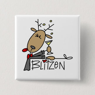 Blitzen Reindeer Christmas Tshirts and Gifts 2 Inch Square Button