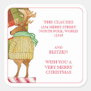 BLITZEN REINDEER Large Address Envelope Seals