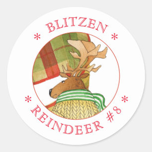 BLITZEN REINDEER Small Round Stickers