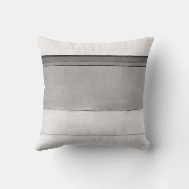 'Blizzard' Black and White Abstract Art Throw Pillow (Back)