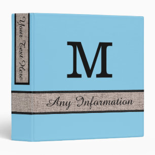 Blizzard Blue Colour Burlap Look Monogram Binder