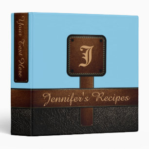 Blizzard Blue Elegant Recipe Leather Look Binder