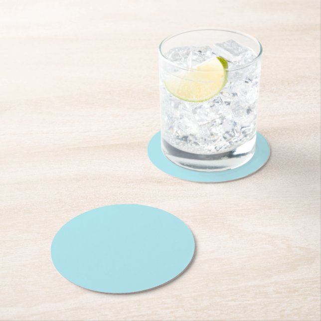 Blizzard Blue  (solid colour)   Round Paper Coaster (Insitu)